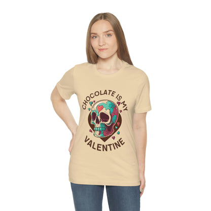 Chocolate Is My Friend My Valentine Skull Unisex Jersey Short Sleeve Tee