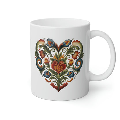 Intricate Hearts by Heron Lake Print 3 White Mug, 11oz
