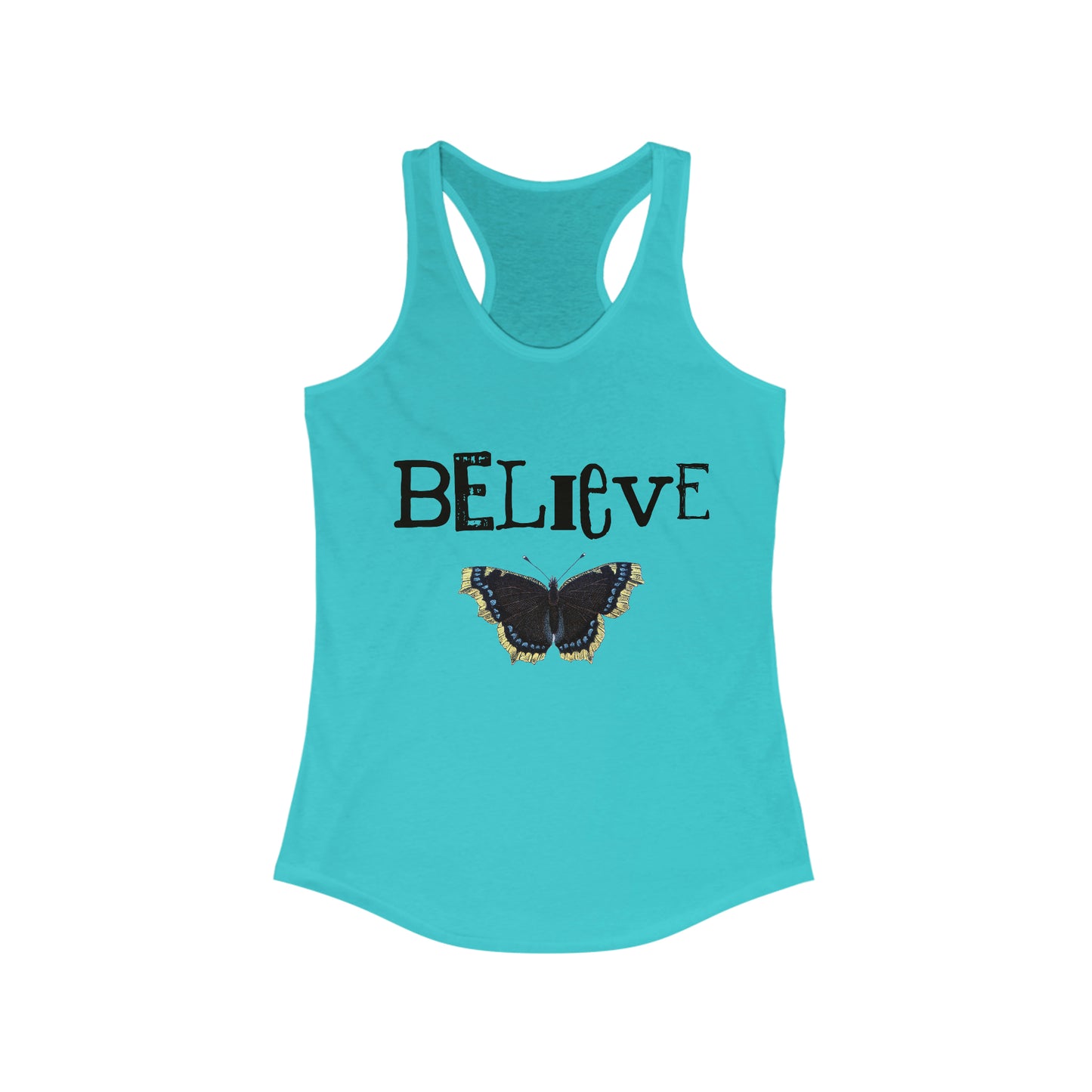 Believe Word With Butterfly Women's Ideal Racerback Tank