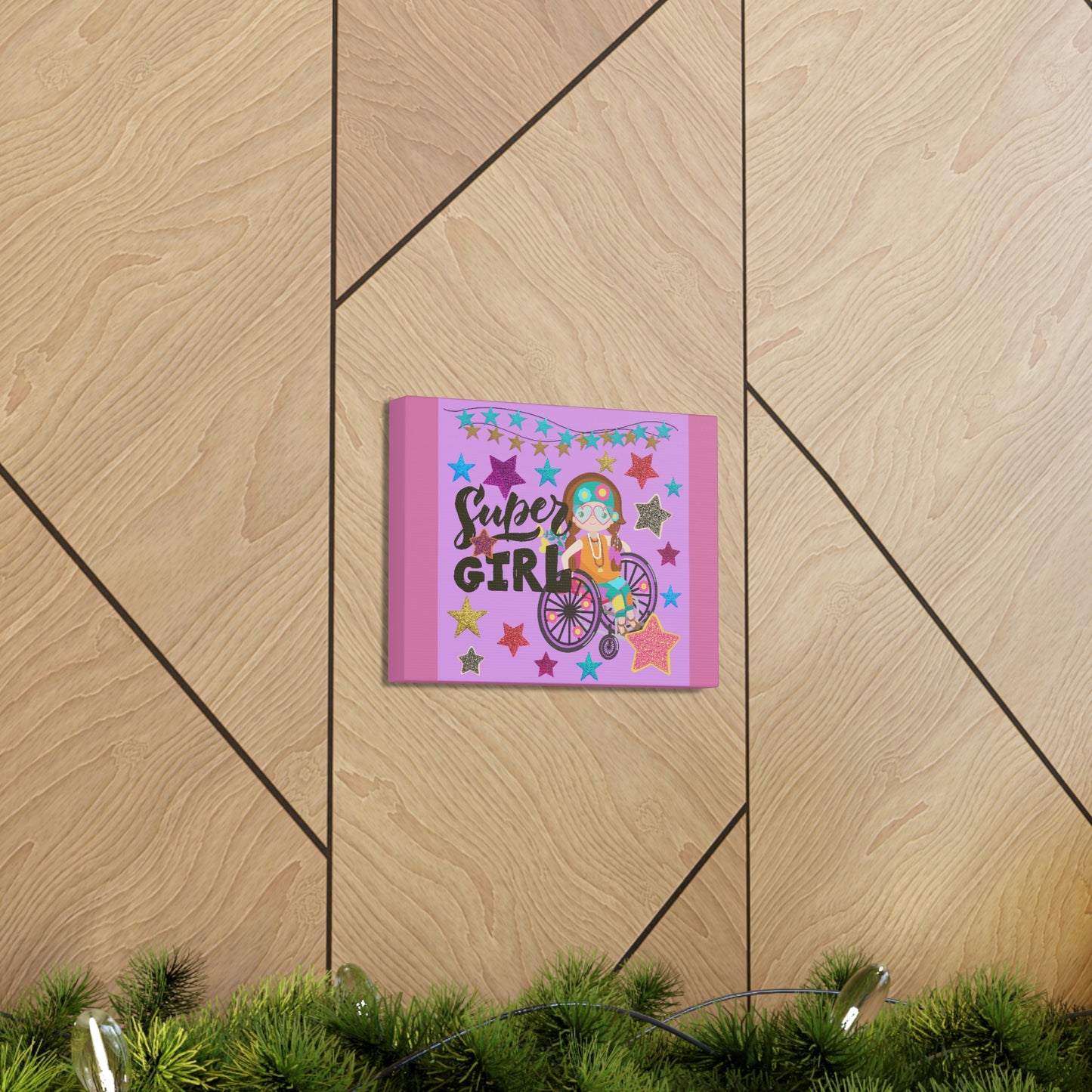 Super Girl Purple, Girl In Wheelchair Collage Canvas Gallery Wraps