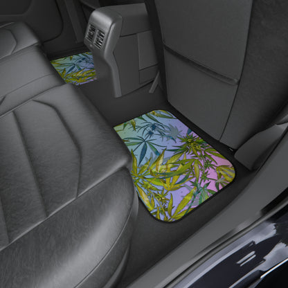 Sassy Pink And Green 420 Weed Marijuana Leaf Car Mats (Set of 4)