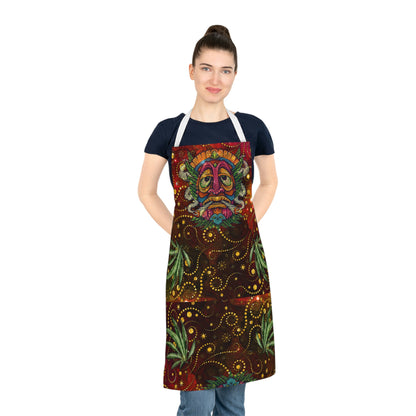 Groovy Island Man Smoking With Marijuana Pot Weed 420 Hands Adult Apron