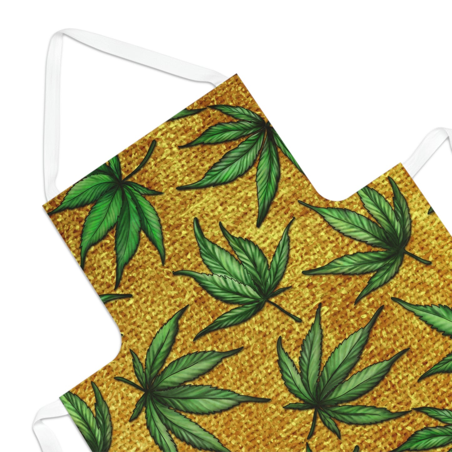 Gold And Green Marijuana Pot Weed Leaf With Gold Background 420 Adult Apron