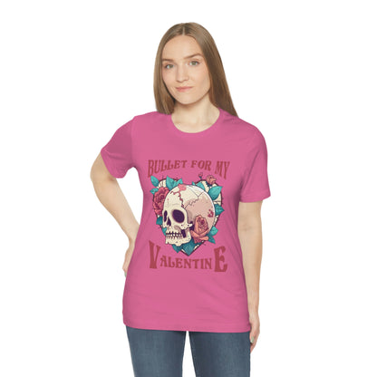 Bullet For My Valentine Skull With Red Roses Unisex Jersey Short Sleeve Tee