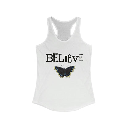 Believe Word With Butterfly Women's Ideal Racerback Tank