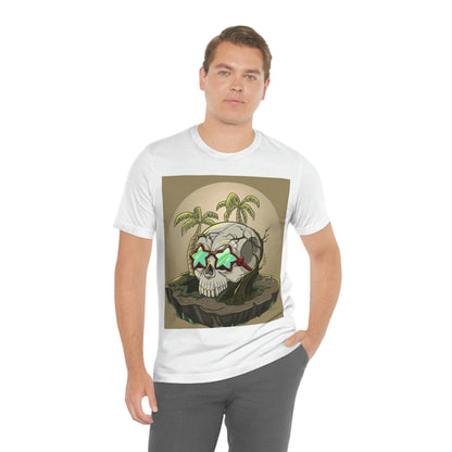 Tropical Island & Skull, Unisex Jersey Short Sleeve Tee