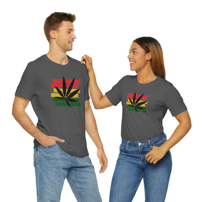 Pot Leaf With Classic Colors, Yellow, Green, Yellow, Unisex Jersey Short Sleeve Tee