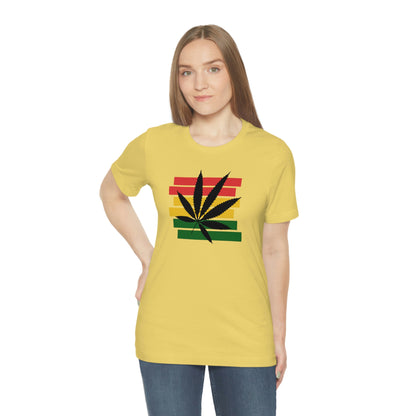 Pot Leaf With Classic Colors, Yellow, Green, Yellow, Unisex Jersey Short Sleeve Tee