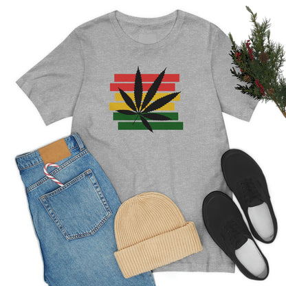 Pot Leaf With Classic Colors, Yellow, Green, Yellow, Unisex Jersey Short Sleeve Tee