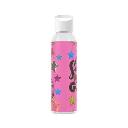 Super Girl Hippie Chic , Wheelchair Purple Background Sky Water Bottle