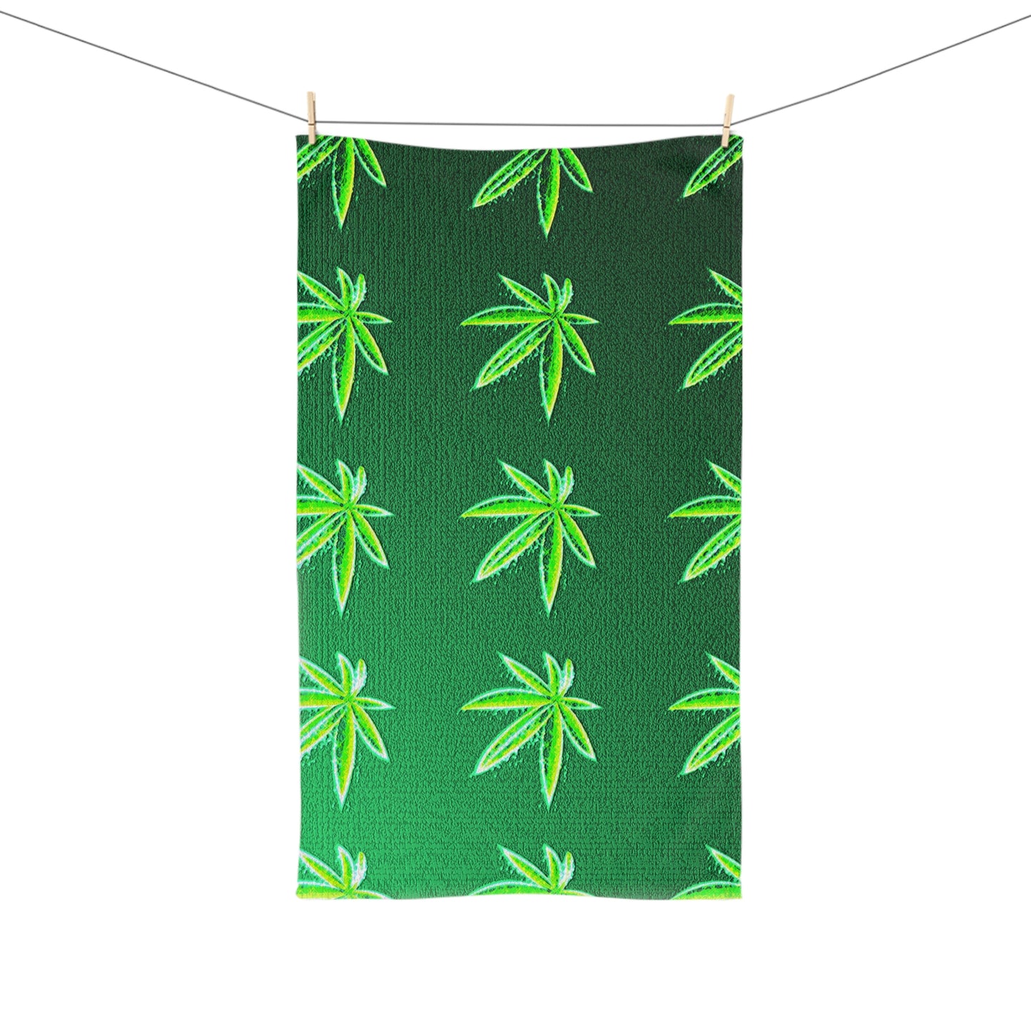 Green Leaf Marijuana Pot Weed Leaf 420 Hand Towel