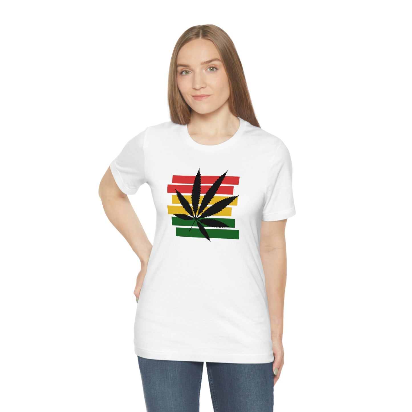 Pot Leaf With Classic Colors, Yellow, Green, Yellow, Unisex Jersey Short Sleeve Tee