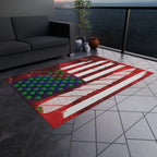 Flag Red, White And Blue Beautiful Red Background With Marijuana Pot Weed 420 Outdoor Rug