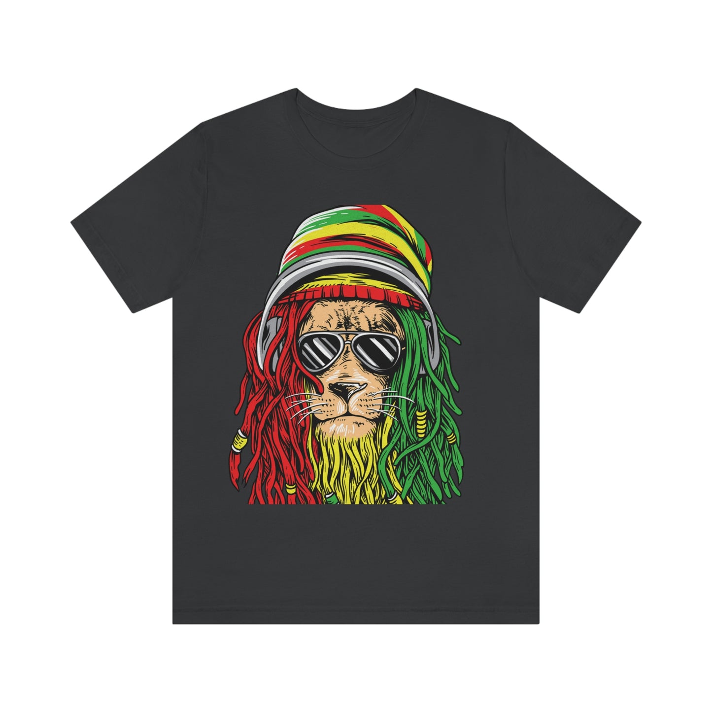 Reggae Lion With Dread locks with Hat, Unisex Jersey Short Sleeve Tee