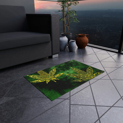 Gorgeous Designed Gold Leaf With multigreen Background Marijuana Pot Weed 420 Outdoor Rug