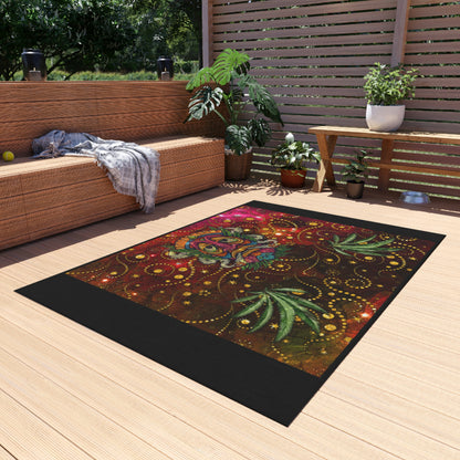 Groovy Island Man Smoking With Marijuana Pot Weed 420 Hands Outdoor Rug