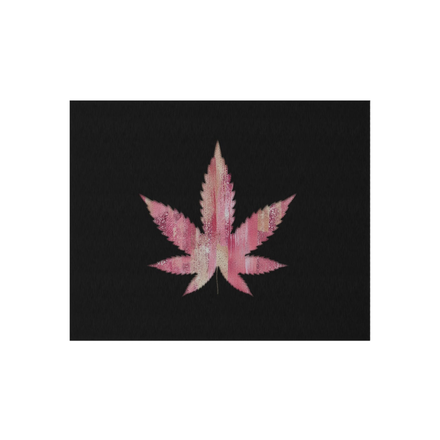 Sassy Single Pink Marijuana 420 Weed Leaf With Black Background 420 Weed Marijuana Leaf Outdoor Rug