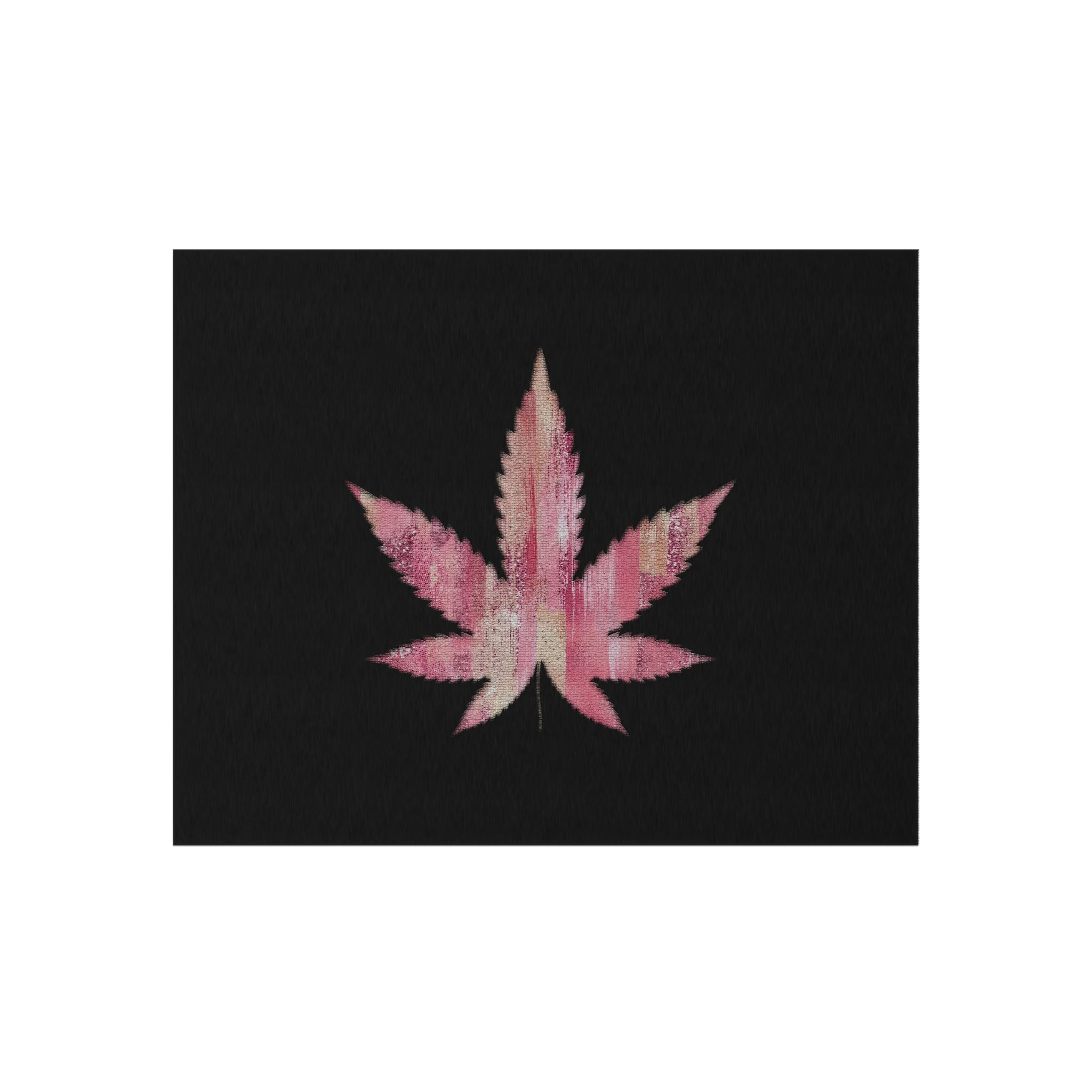 Sassy Single Pink Marijuana 420 Weed Leaf With Black Background 420 Weed Marijuana Leaf Outdoor Rug