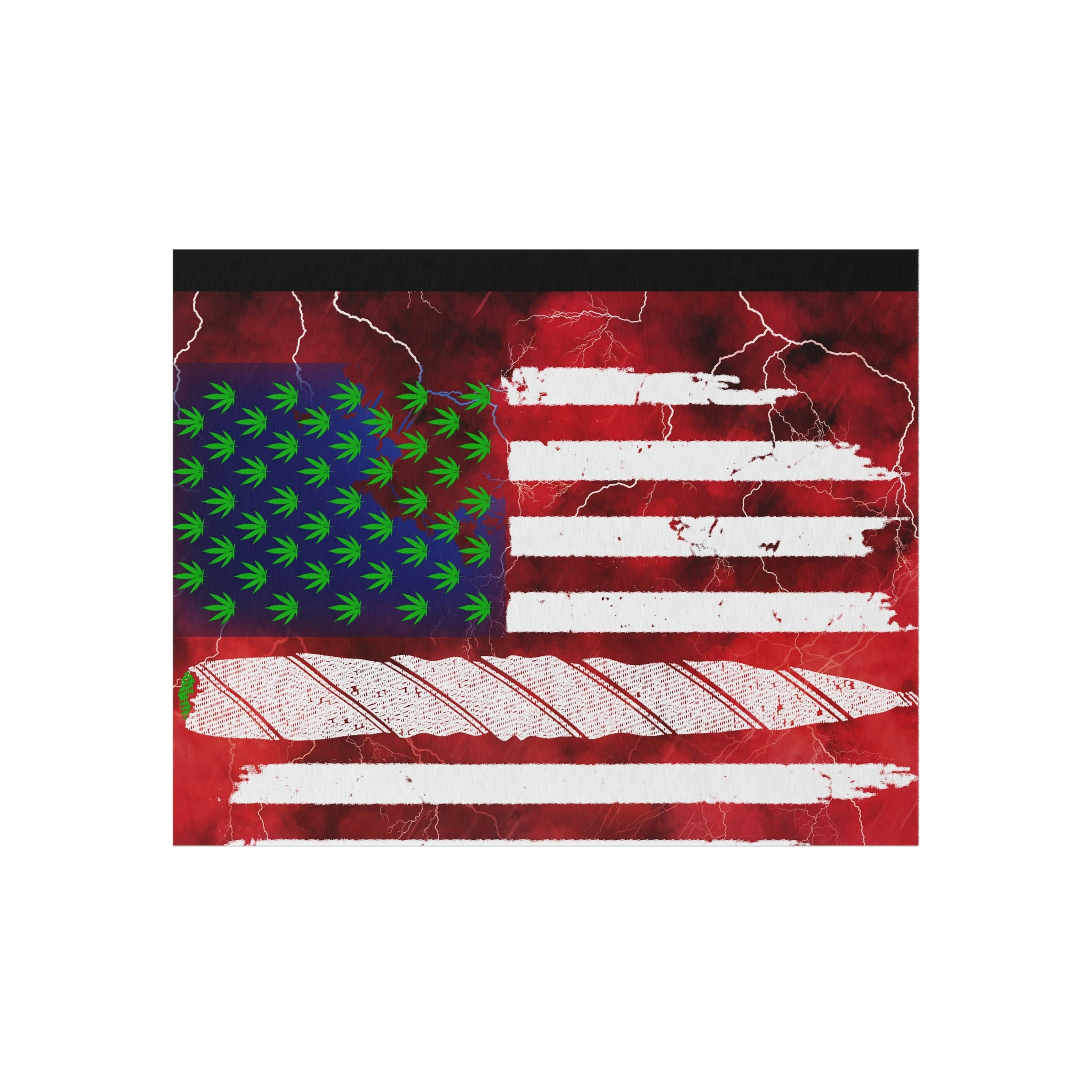 Flag Red, White And Blue Beautiful Red Background With Marijuana Pot Weed 420 Outdoor Rug
