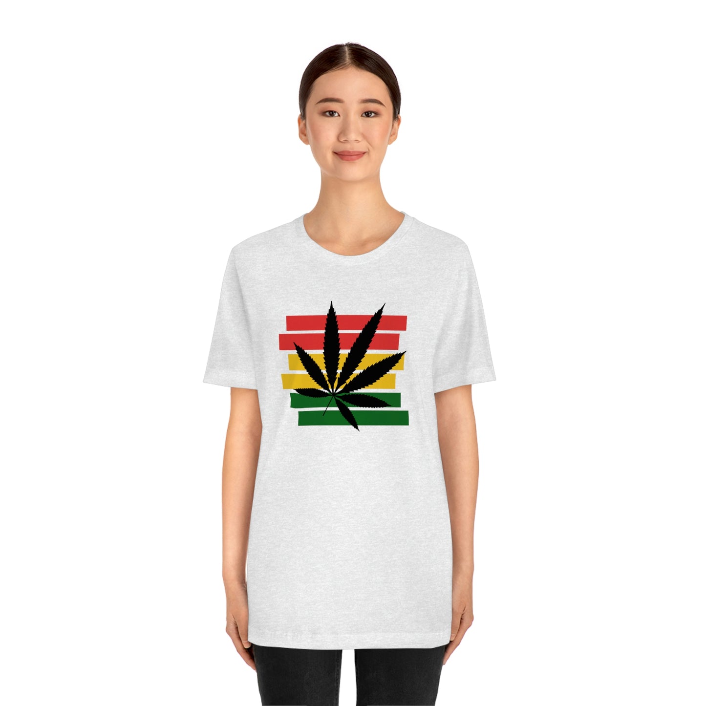 Pot Leaf With Classic Colors, Yellow, Green, Yellow, Unisex Jersey Short Sleeve Tee