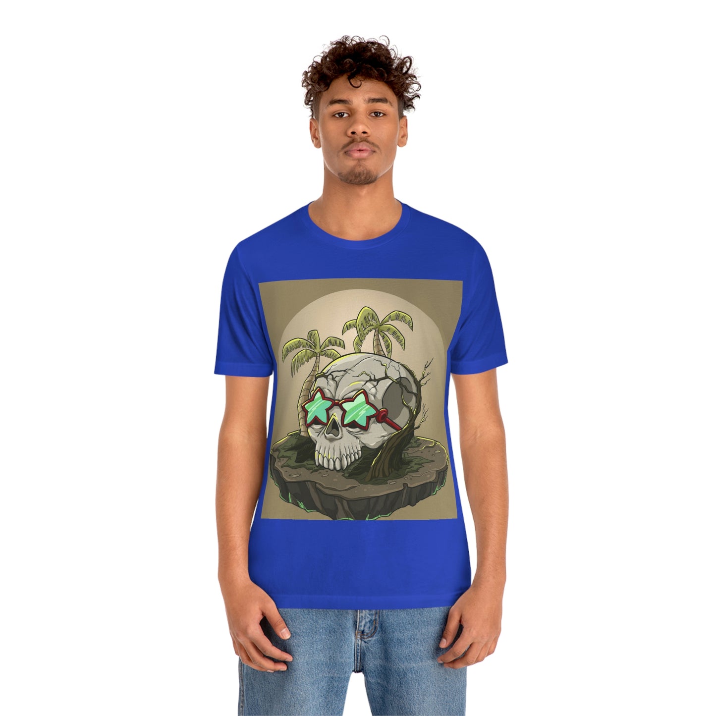 Tropical Island & Skull, Unisex Jersey Short Sleeve Tee