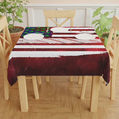 Flag Red, White And Blue Beautiful Red Background With Marijuana Pot Weed 420 Tablecloth