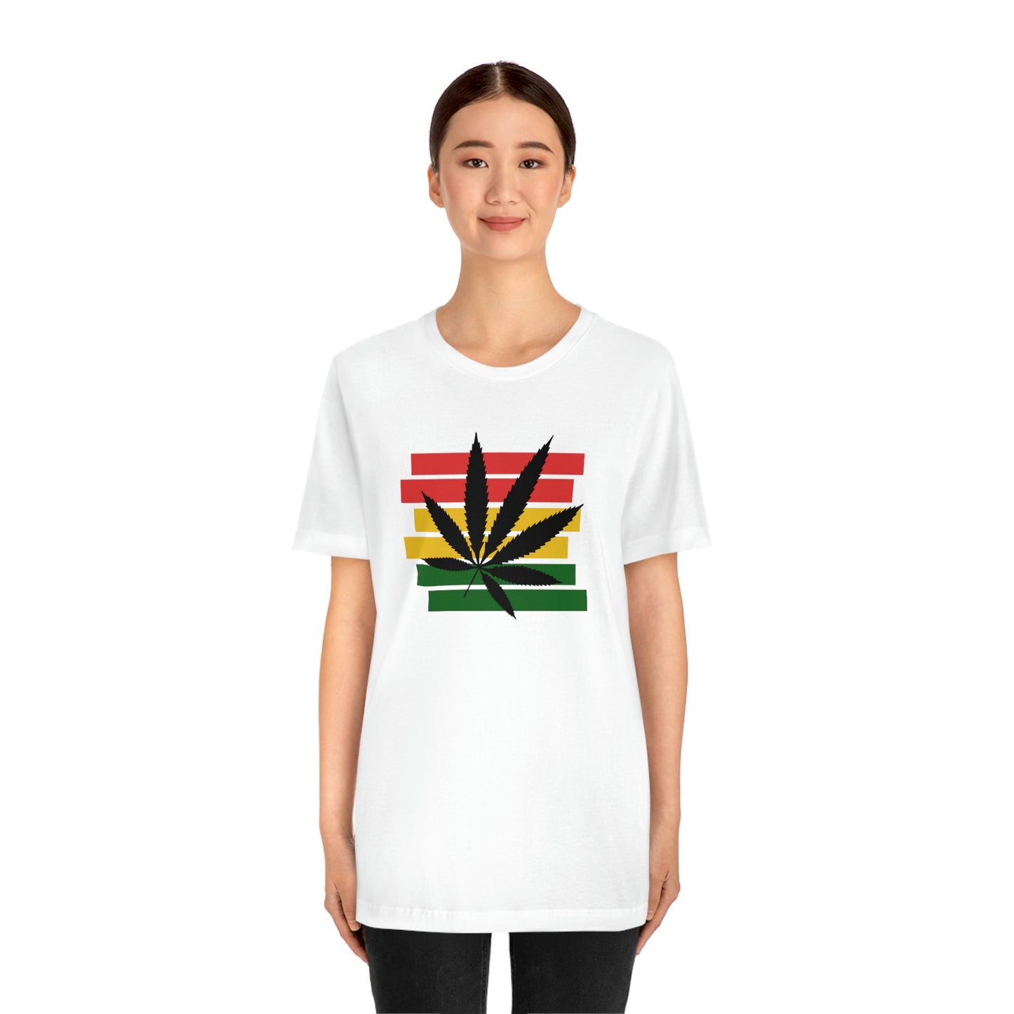 Pot Leaf With Classic Colors, Yellow, Green, Yellow, Unisex Jersey Short Sleeve Tee