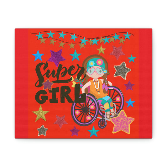 Super Girl Red, Girl In Wheelchair Collage Canvas Gallery Wraps