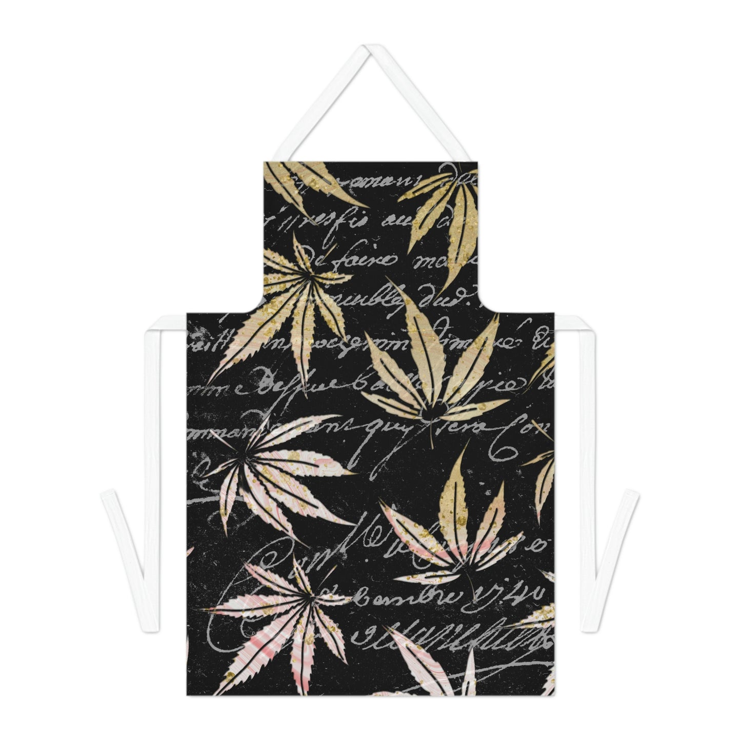 Gold And Black 420 Weed Pot Marijuana Leaf Adult Apron