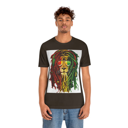 Reggae Lion With Dread locks, Unisex Jersey Short Sleeve Tee