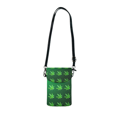 Green Leaf Marijuana Pot Weed Leaf 420 Leaf Small Cell Phone Wallet