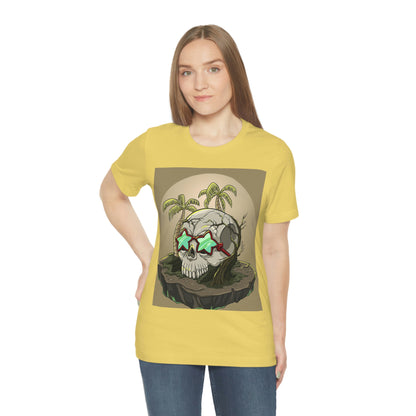 Tropical Island & Skull, Unisex Jersey Short Sleeve Tee