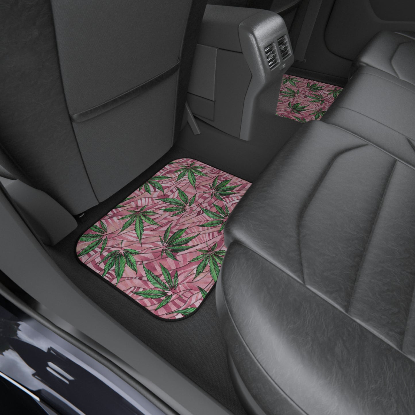 Sassy Pink And Green 420 Weed Marijuana Leaf Car Mats (Set of 4)