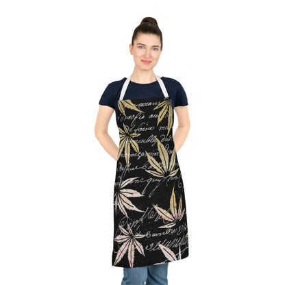 Gold And Black 420 Weed Pot Marijuana Leaf Adult Apron