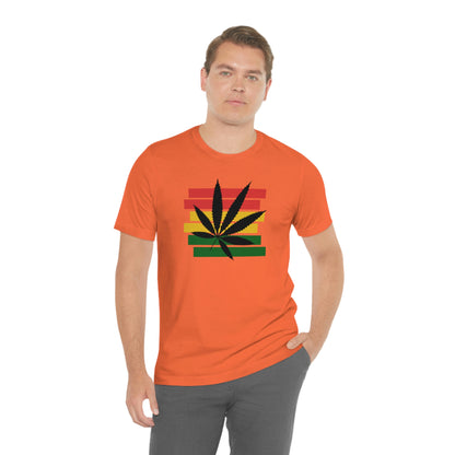 Pot Leaf With Classic Colors, Yellow, Green, Yellow, Unisex Jersey Short Sleeve Tee