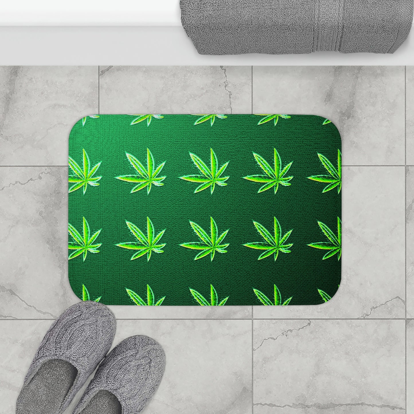 Green Leaf Marijuana Pot Weed Leaf 420 Leaf Bathmat