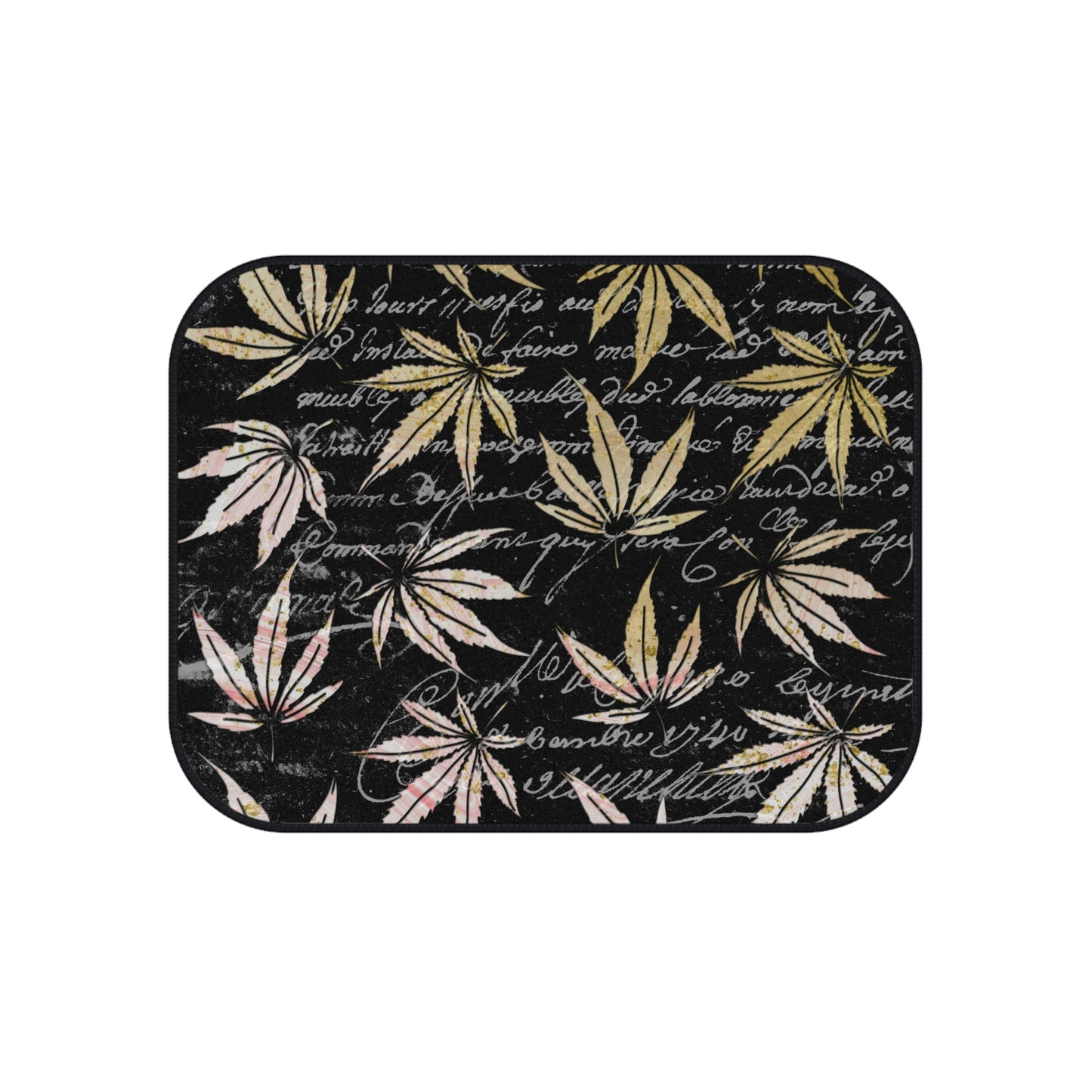 Gold And Black 420 Weed Marijuana Leaf Car Mats (Set of 4)