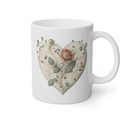 Intricate Hearts by Heron Lake Print 2 White Mug, 11oz