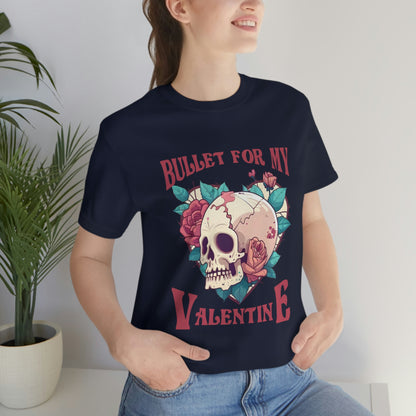 Bullet For My Valentine Skull With Red Roses Unisex Jersey Short Sleeve Tee