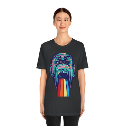 Color Ape Pouring flowing Rainbow Out His Mouth, Unisex Jersey Short Sleeve Tee