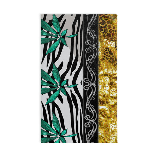 Gold And Zebra White And Black Marijuana Pot Weed Leaf 420Weed Pot Marijuana Leaf Hand Towel