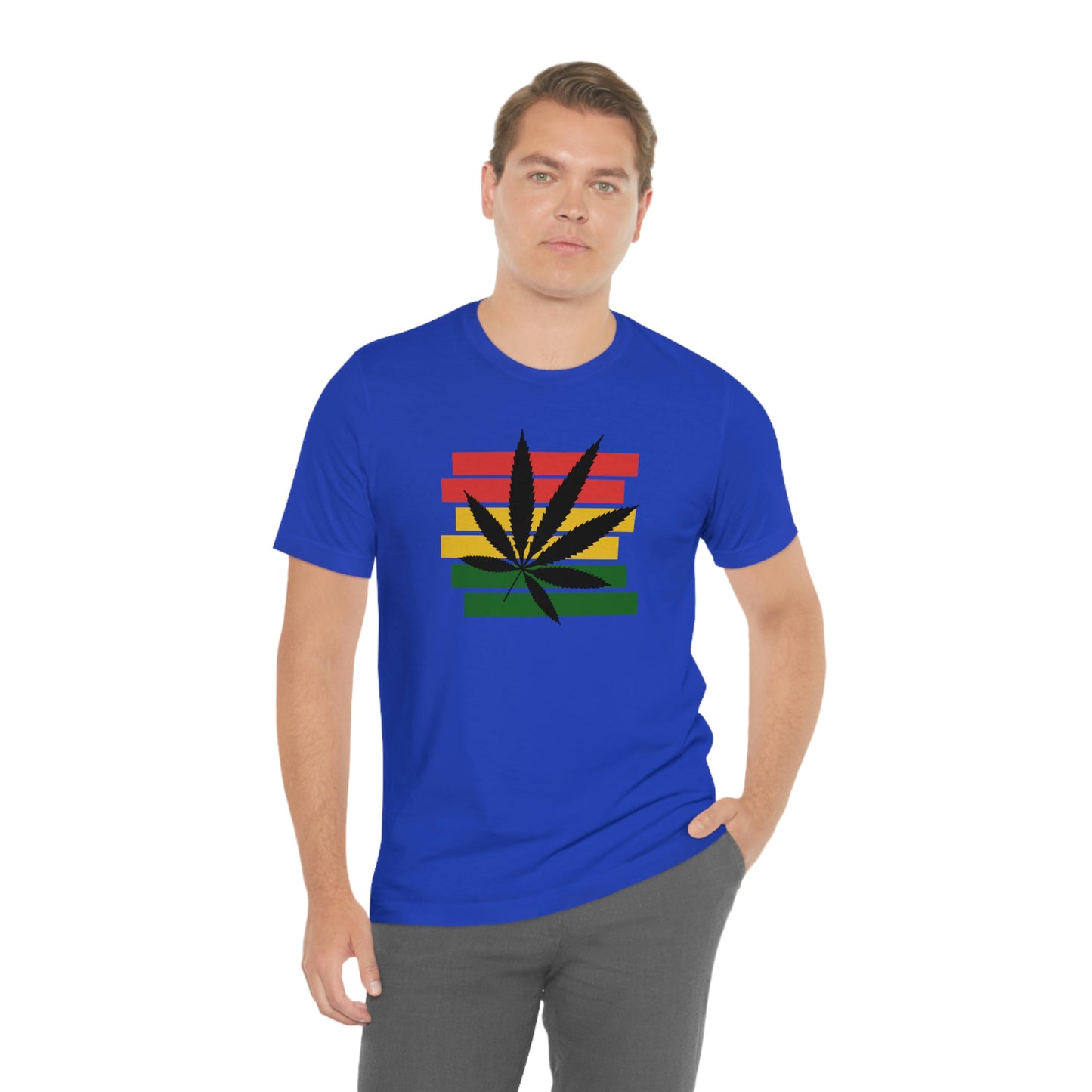 Pot Leaf With Classic Colors, Yellow, Green, Yellow, Unisex Jersey Short Sleeve Tee