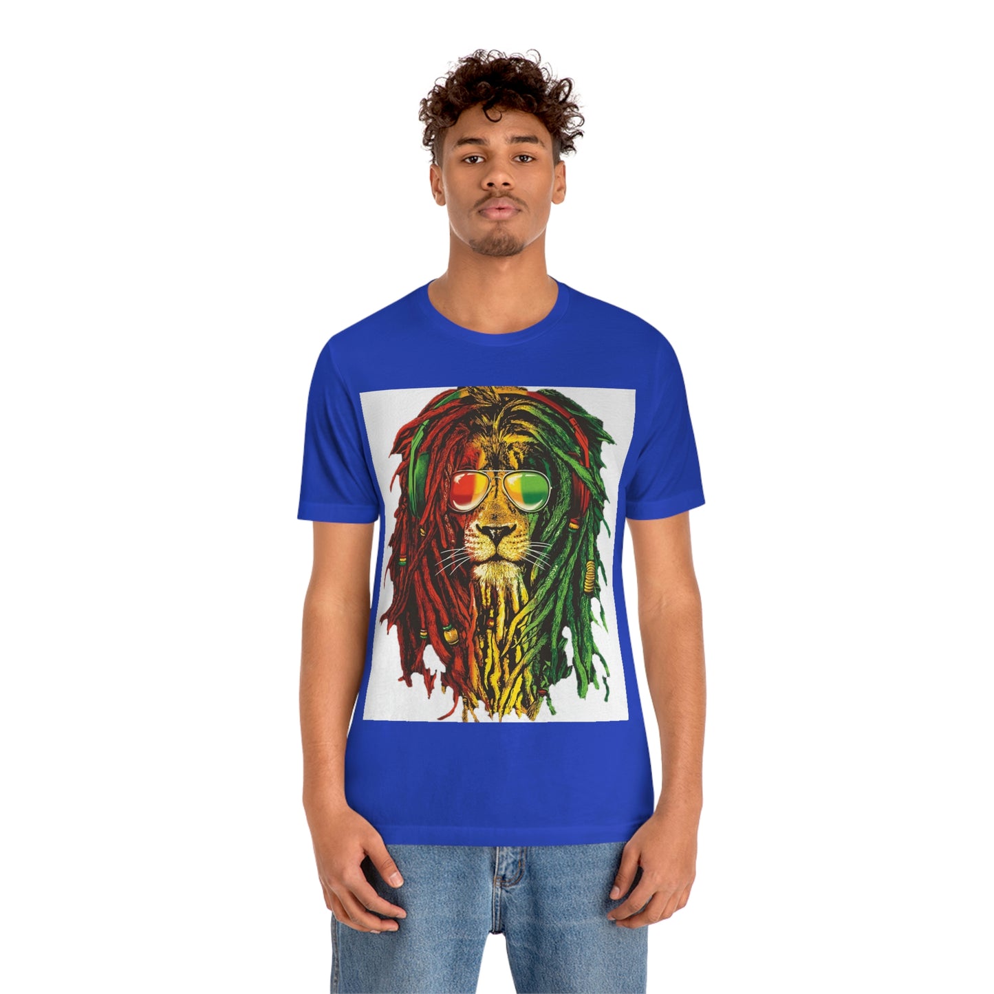 Reggae Lion With Dread locks, Unisex Jersey Short Sleeve Tee