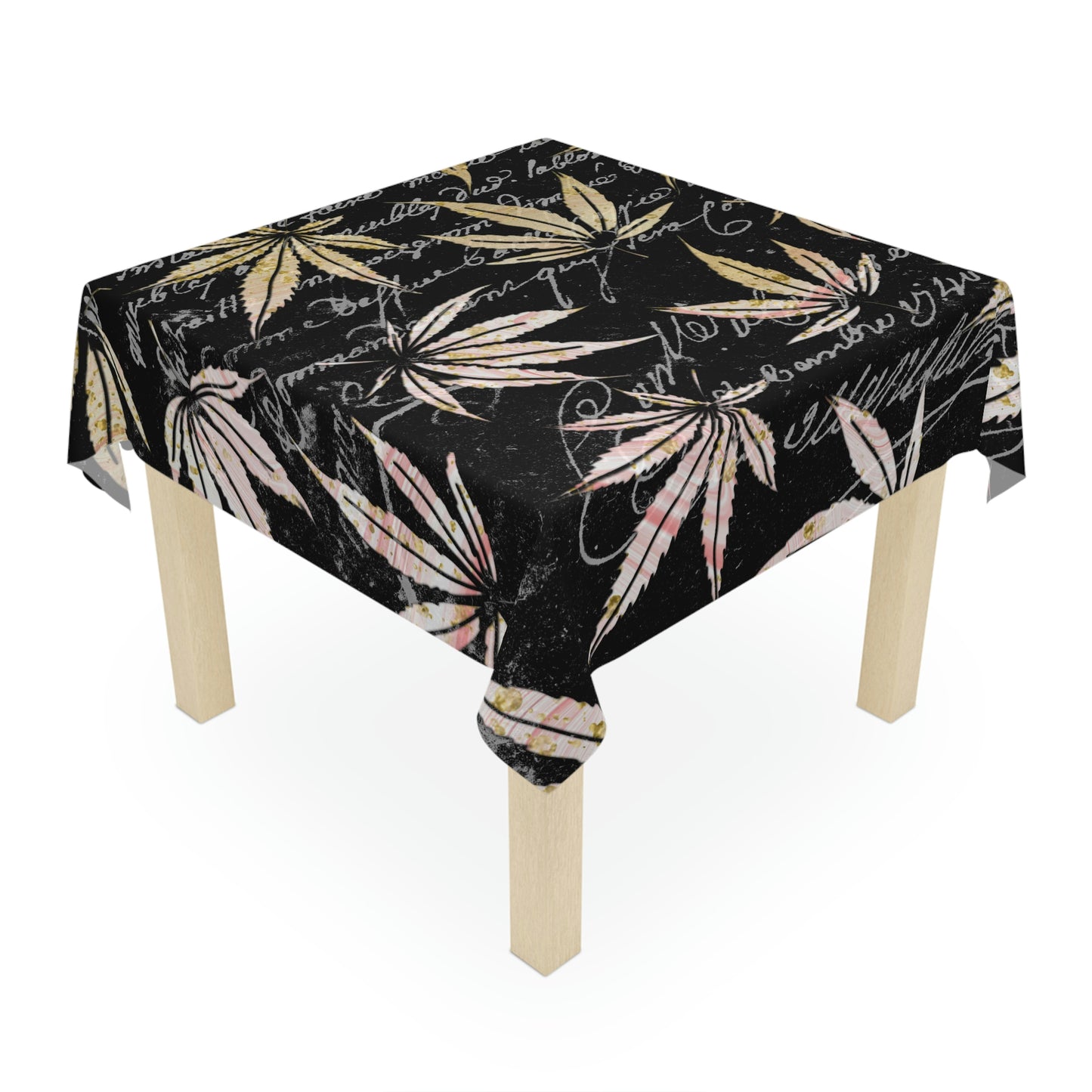 Gold And Black 420 Weed Pot Marijuana Leaf Tablecloth