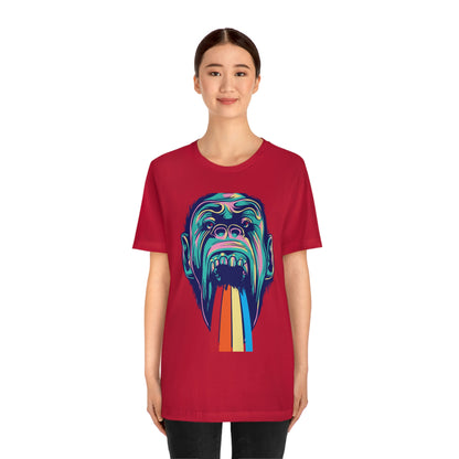 Color Ape Pouring flowing Rainbow Out His Mouth, Unisex Jersey Short Sleeve Tee