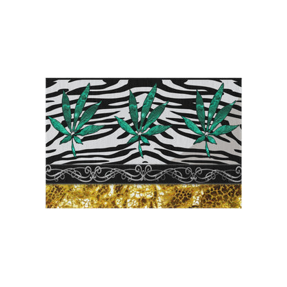 Gold And Zebra White And Black Marijuana Pot Weed Leaf 420 Weed Pot Marijuana Leaf Outdoor Rug