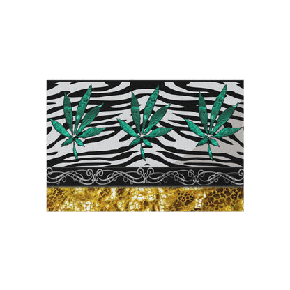 Gold And Zebra White And Black Marijuana Pot Weed Leaf 420 Weed Pot Marijuana Leaf Outdoor Rug