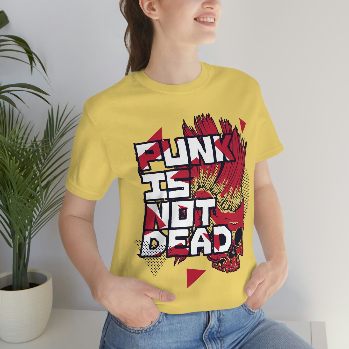 Punk Mohawk Skull, Punk Is Not Dead, Unisex Jersey Short Sleeve Tee