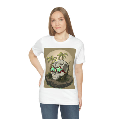 Tropical Island & Skull, Unisex Jersey Short Sleeve Tee