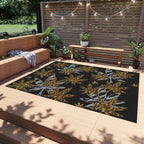 Gold And Zebra Marijuana Pot Weed Leaf 420 Marijuana Leaf Outdoor Rug